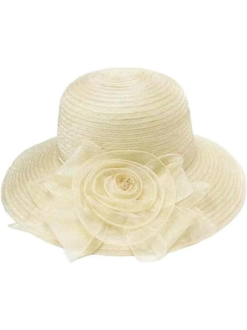 Floral Organza Derby Hat for Women – Elegant Fascinator for Tea Party & Events
